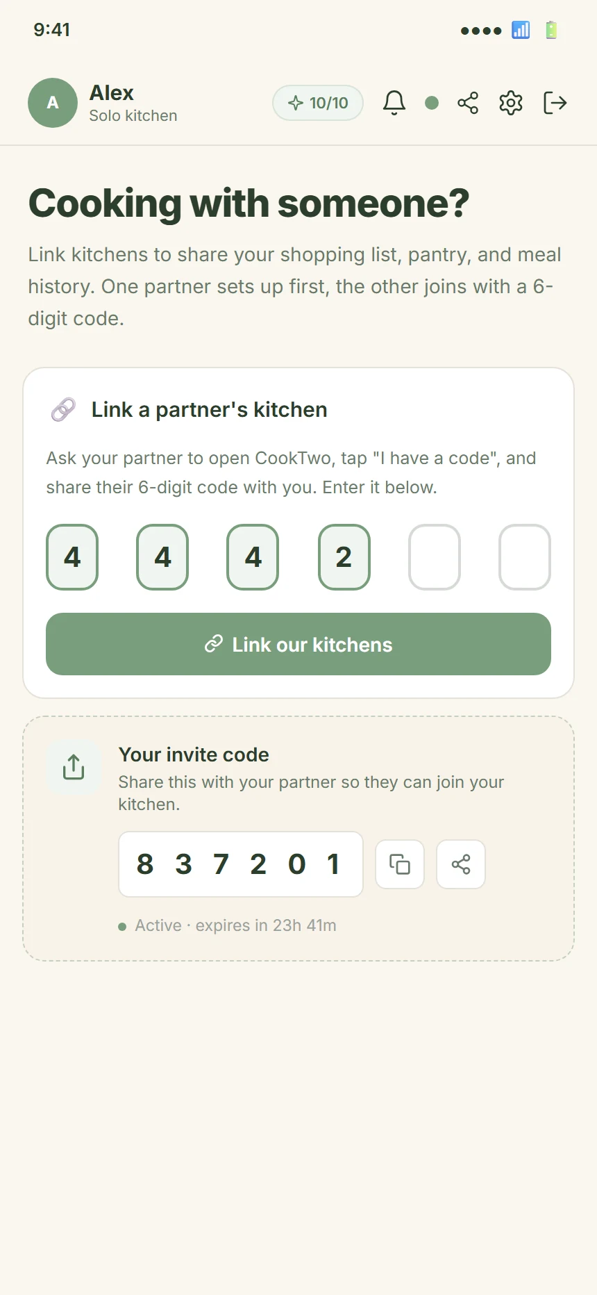 CookTwo link kitchen section